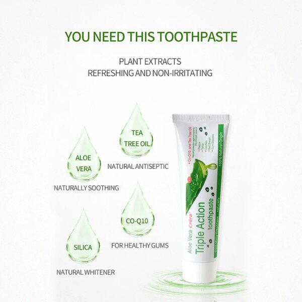 dentifrice aloe vera, hygiène buccale, haleine fraîche, nettoyage en profondeur pour éliminer l'haleine