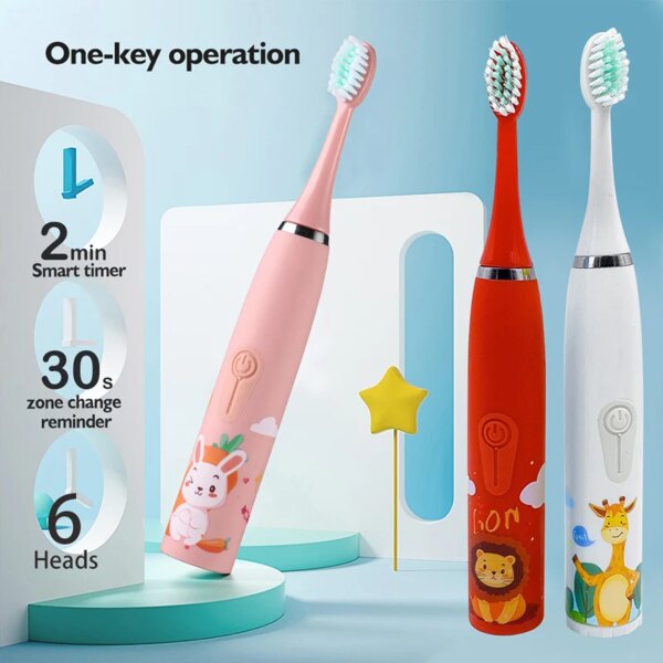 Brosse à dents électrique à ultrasons pour enfants, tête de brosse à dents sonique pour enfants