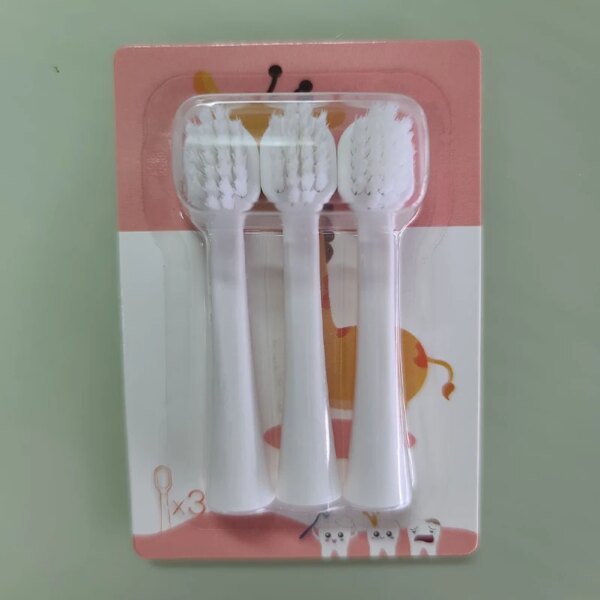 Brosse à dents électrique pour enfants, poils souples, petit stylo mignon, tête de brosse de remplacement EcolCartoon