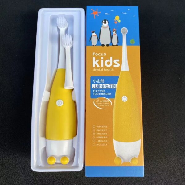 Brosse à dents électrique pour enfants, poils souples, petit stylo mignon, tête de brosse de remplacement EcolCartoon