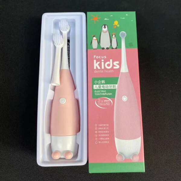 Brosse à dents électrique pour enfants, poils souples, petit stylo mignon, tête de brosse de remplacement EcolCartoon