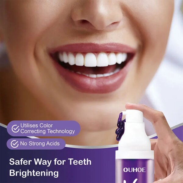 14357-62f13f.jpg Hismile Dentifrice professionnel en mousse violette, blanchiment dentaire, dents lumineuses, haleine fraîche