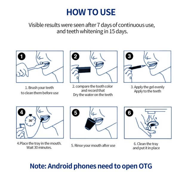 kit blanchiment dentaire avec 4 pcs Gels Blanchissants 16 LED Non Sensibles et Sans Douleur