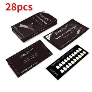 kit blanchiment dentaire Bandes de blanchiment des dents, 28 pièces/boîte, charbon de bois, outil blanc émaillé