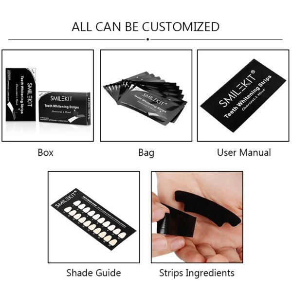 bande blanchiment dentaire au charbon de bambou, 7 paires, parfum menthe