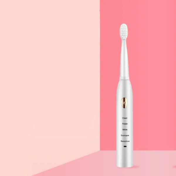 Brosse à dents électrique acoustique classique pour adulte, noir et blanc