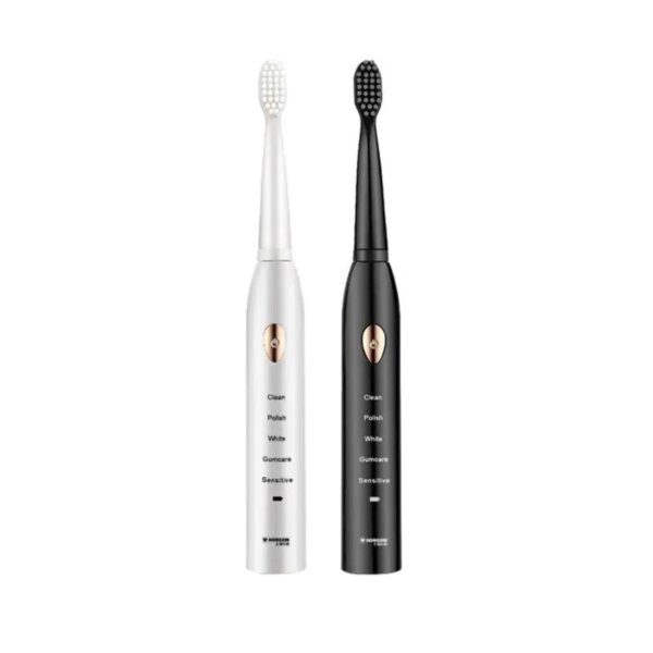Brosse à dents électrique acoustique classique pour adulte, noir et blanc