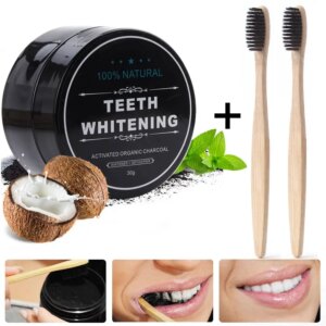 Poudre de charbon dent de bois 30g, soin naturel actif en bambou