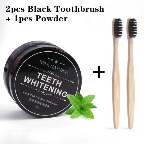 Poudre de charbon dent de bois 30g, soin naturel actif en bambou