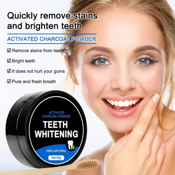 Poudre blanchiment dent, pour un sourire parfait, pas de mal sur l'émail ou la gomme