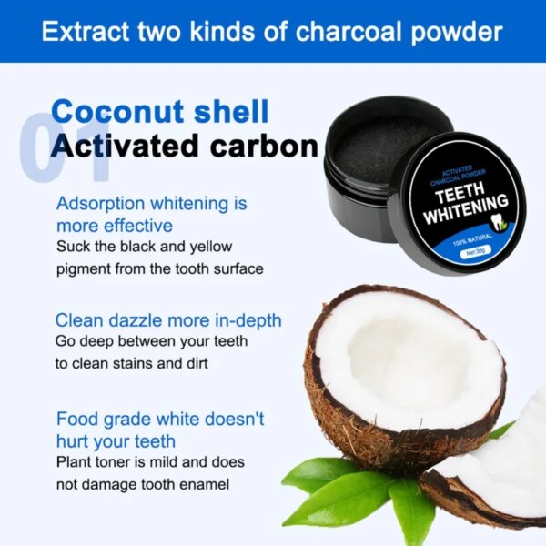 Poudre blanchiment dent, pour un sourire parfait, pas de mal sur l'émail ou la gomme