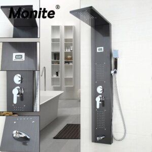 Monite colonne de douche grise avec Jets de Massage, en laiton massif