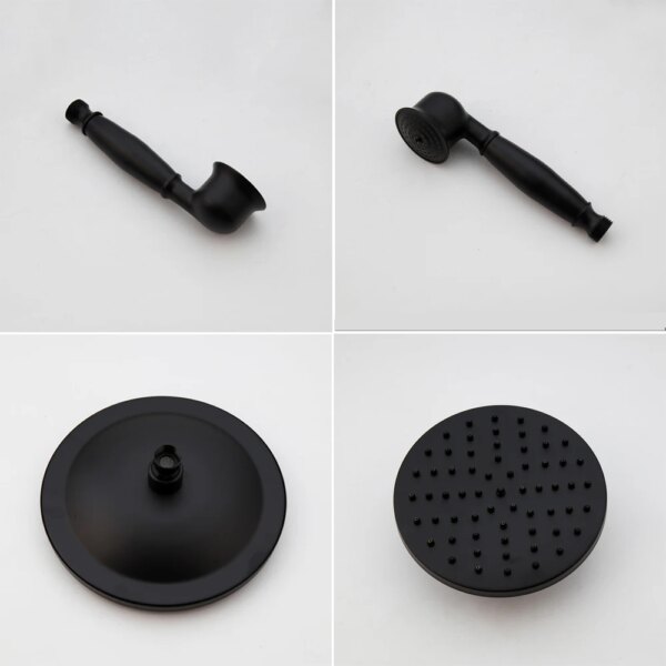 Colonne de Douche en Laiton Noir avec Long Bec Rotatif