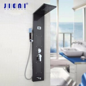 Nickel foncé brosse colonne de douche mural douche à main baignoire bec