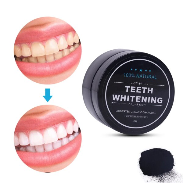 charbon pour les dents Poudre de blanchiment des dents à usage quotidien, 30g/60g
