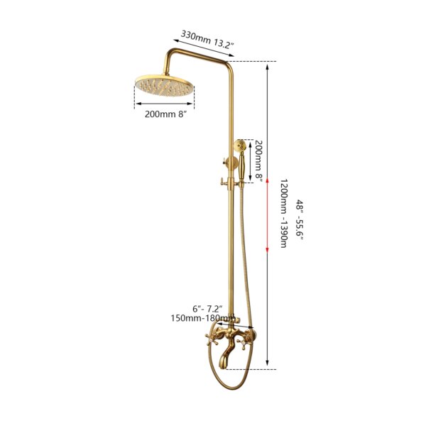 Ensemble de douche de bain à effet pluie en acier inoxydable