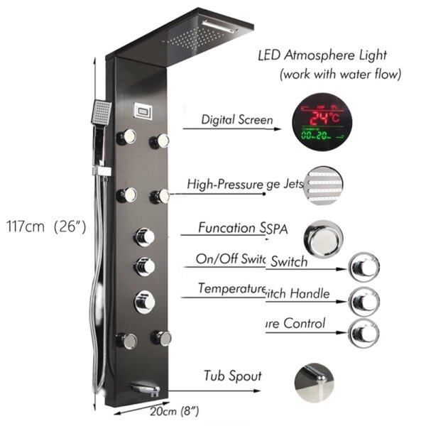 23212-24d761.jpg Colonne de Douche Murale Effet Pluie en Dégradé Brossé