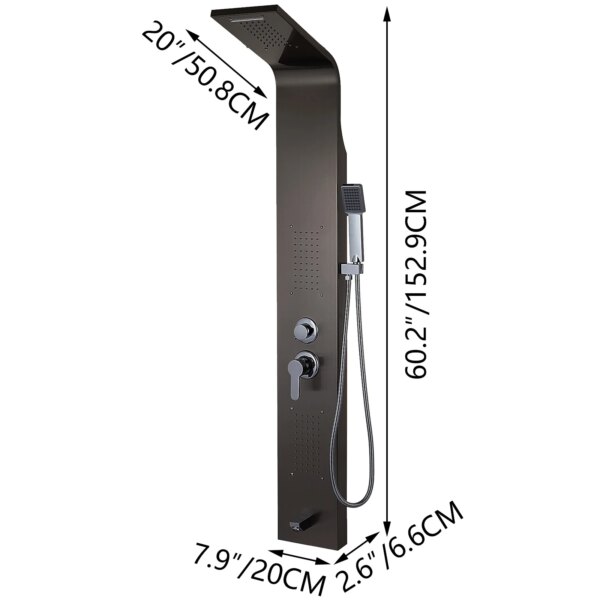 Système de panneau de douche 5 en 1 noir – Colonne de douche