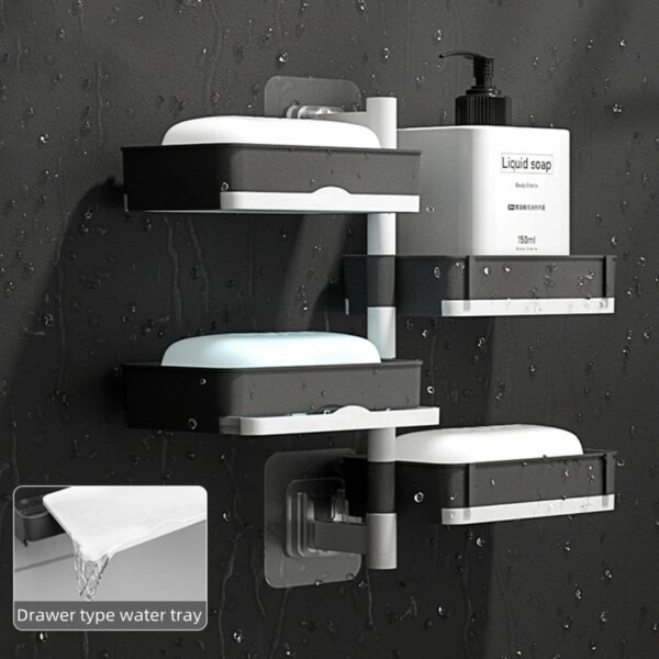 Porte-savon sans poinçonnage rotatif 2/3/4 couches boîte à savon conteneur