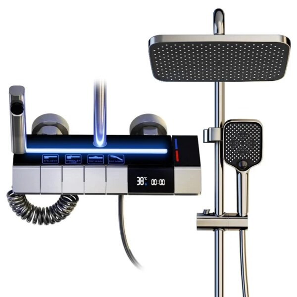 Ensemble de douche à affichage numérique avec lumière LED, thermodouche