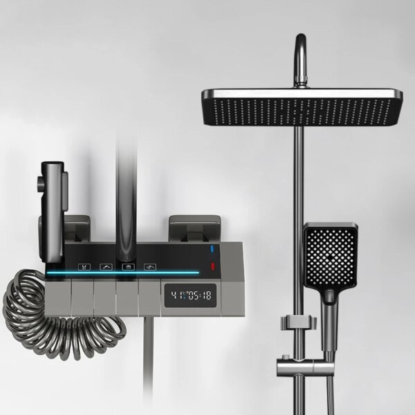 Ensemble de douche à affichage numérique avec lumière LED, thermodouche