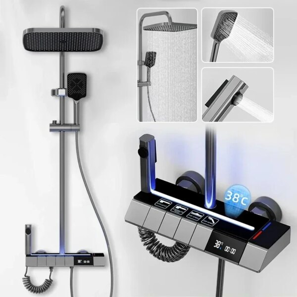 23532-28534d.jpg Système de douche HOShower à lumière LED, ensemble de pommeau de douche, miroir en laiton