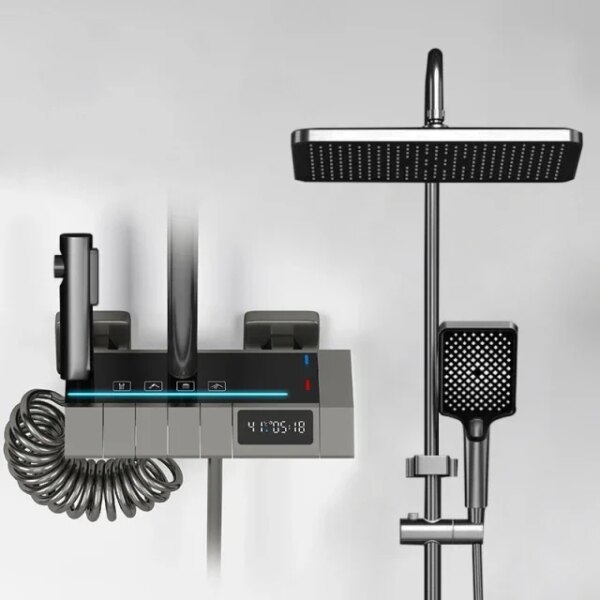 23533-ab6a1a.jpg Système de douche HOShower à lumière LED, ensemble de pommeau de douche, miroir en laiton