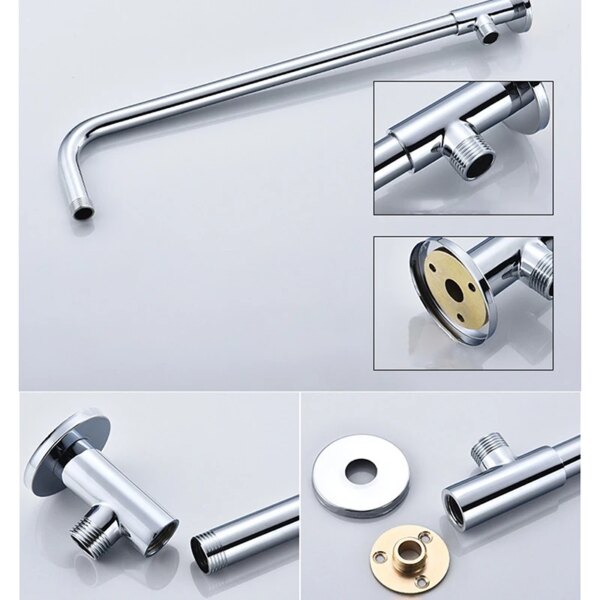 Bras d'extension de pomme de douche mural en acier inoxydable, pommeau de douche pluie