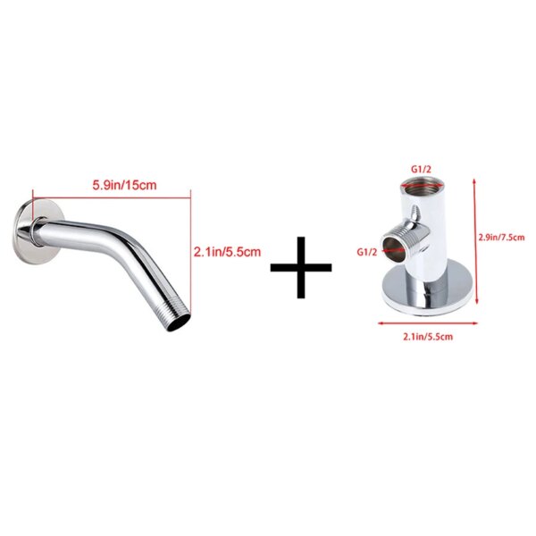 Bras d'extension de pomme de douche mural en acier inoxydable, pommeau de douche pluie