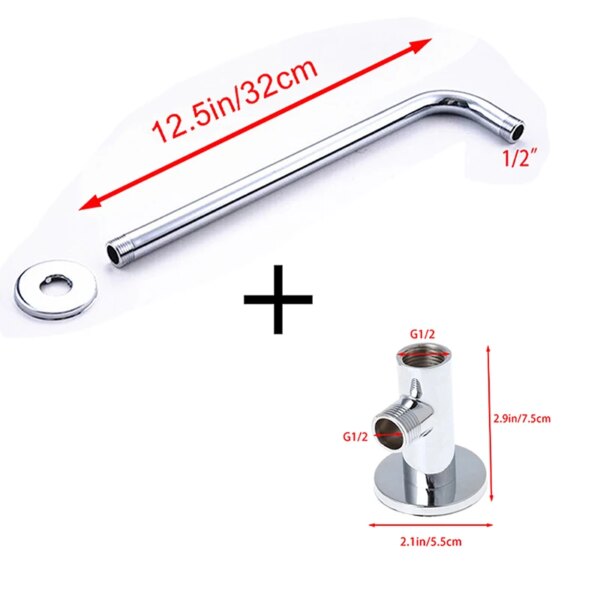 Bras d'extension de pomme de douche mural en acier inoxydable, pommeau de douche pluie