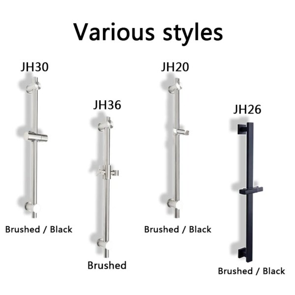 barre de douche Coulissantes de Douche Murales, Placage Noir, Rondes et Carrées, Rail de Douche Réglable