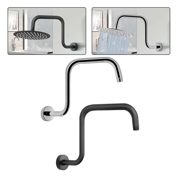 Extension de pommeau de douche en acier inoxydable, 13 bras de douche muraux en effet