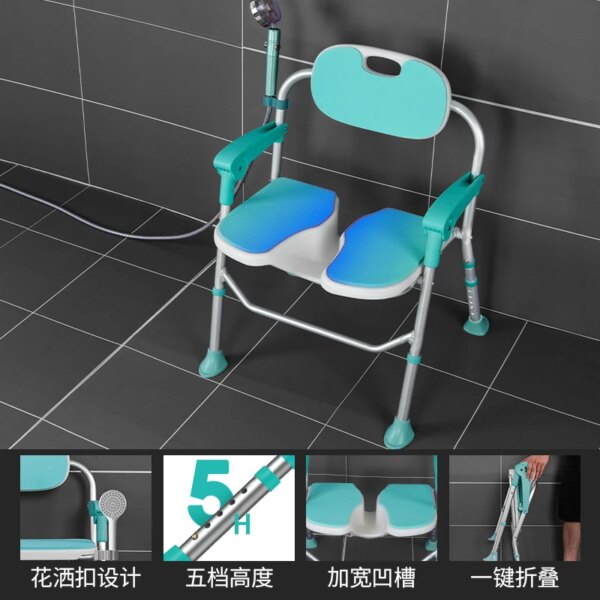 24128-657f2a.jpg Chaise de Douche Pliable et Télescopique, Petit Tabouret de Touriste de Styliste
