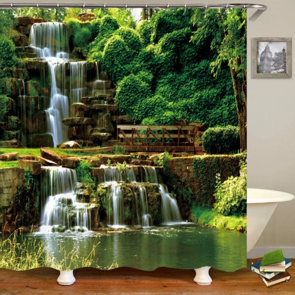 Rideau de douche forêt impression 3D – Décoration nature