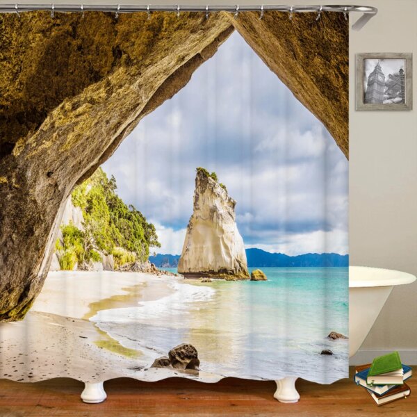 Rideau de douche forêt impression 3D – Décoration nature