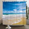 Rideau de douche paysage plage 3D – Décoration mer & ambiance