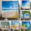 Rideau de douche paysage plage 3D – Décoration mer & ambiance