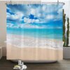 Rideau de douche paysage plage 3D – Décoration mer & ambiance