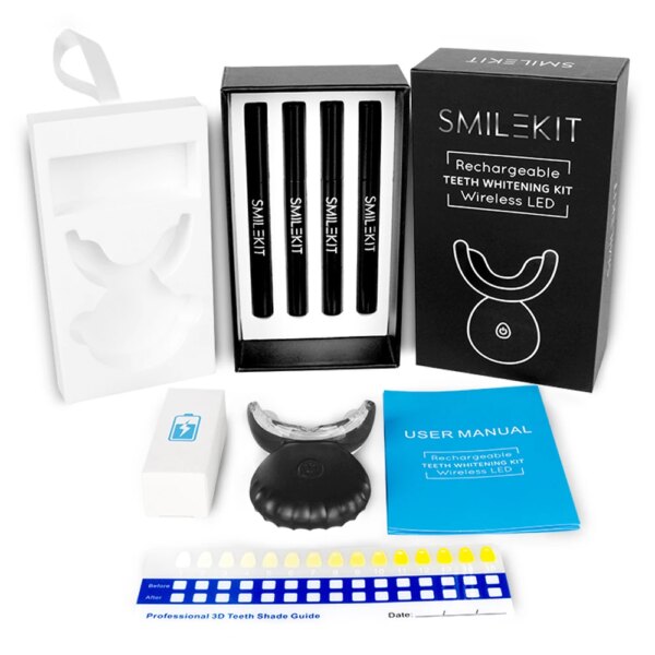 kit blanchiment dentaire professionnel à 16 LED, 4 pièces, stylo 35% peroxyde de Carbamide