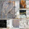 Rideau de douche en tissu à motif géométrique en marbre abstrait coloré, décor de rideaux chauds