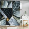 Rideau de douche en tissu à motif géométrique en marbre abstrait coloré, décor de rideaux chauds