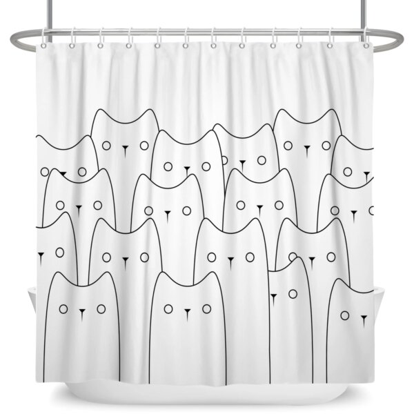 Rideau de douche étanche avec crochets, pour salle de bain, décoration de baignoire