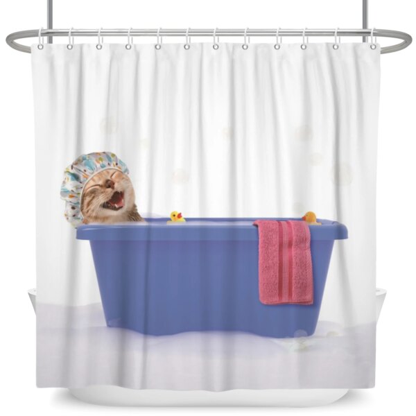 Rideau de douche étanche avec crochets, pour salle de bain, décoration de baignoire