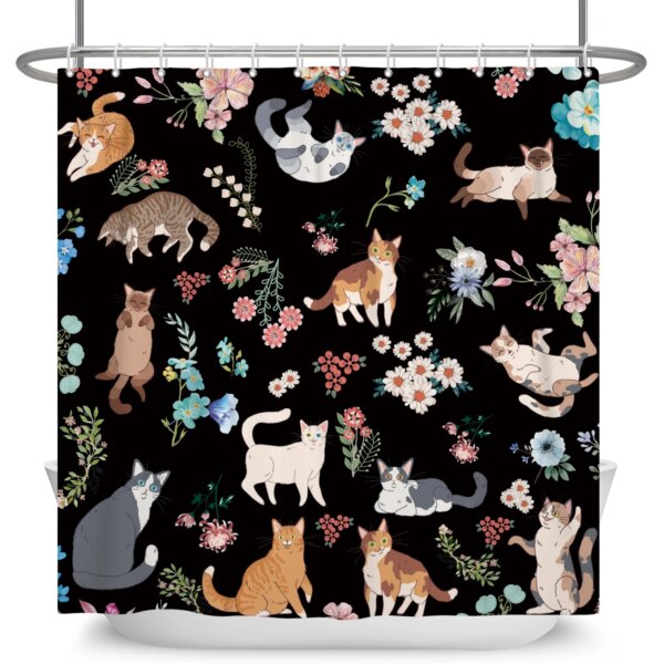 Rideau de douche étanche avec crochets, pour salle de bain, décoration de baignoire