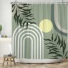 25842-72c399.jpg Rideau de douche imperméable en polyester lavable, art abstrait nordique, vert Boho