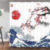 Rideau de Douche Style Japonais – Polyester Décor Zen & Moderne