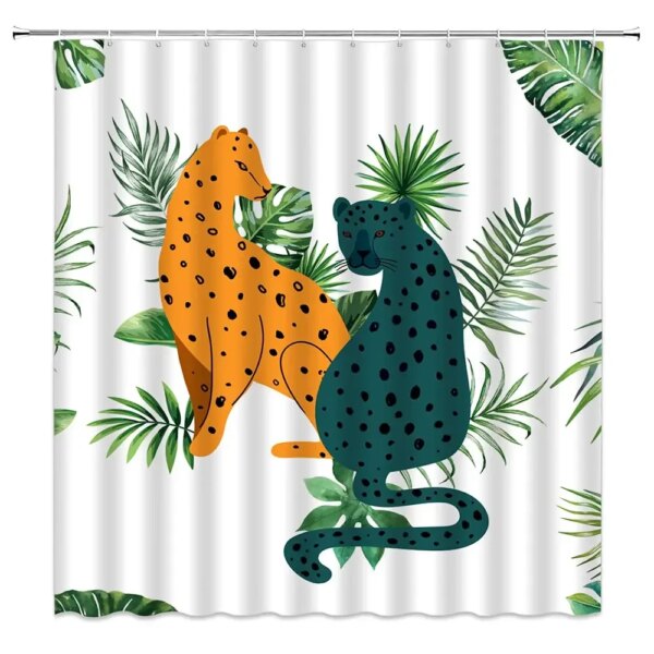 Rideau de douche Boho Cheetah, rideau de bain quelque part léopard tropical