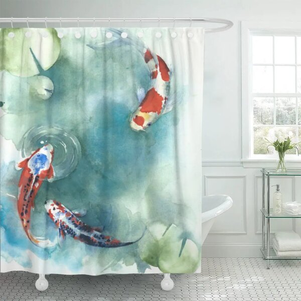 26246-215fad.jpg Rideau de douche de Style japonais, en tissu Polyester, décoration de salle de bains