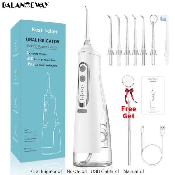 Irrigateur buccal électrique portable OI12 – 4 modes, réservoir 310ml, USB-C