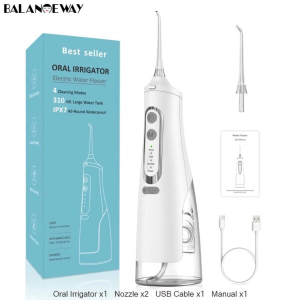Irrigateur buccal électrique portable OI12 – 4 modes, réservoir 310ml, USB-C